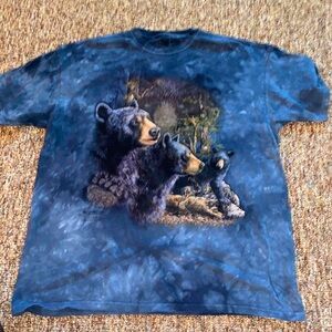 Vintage The Mountain USA black grizzly bears blue grungy tie dye T-shirt